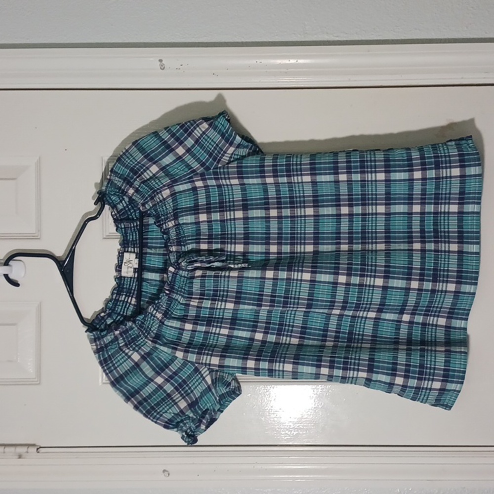 Studio Works Plaid Smocked Blouse With Straps